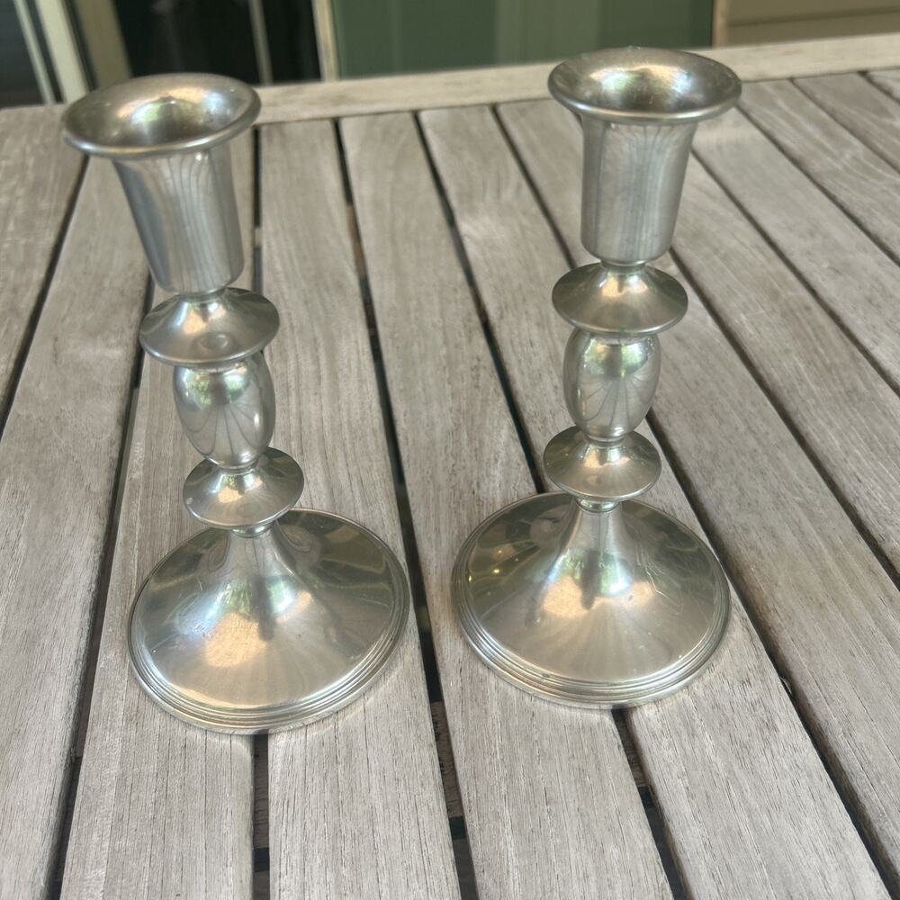 Empire Candlesticks Pewter Weighted 834 Pair 7”